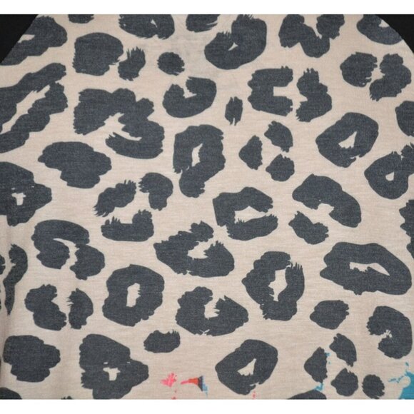 Crazy Train Ladies Striped Animal Print T-Shirt Size L Stretch Short Sleeve Casu - Picture 6 of 8